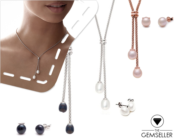 1 Day Fly Lady - Gemseller Lariat Sieradenset Met Swarovski Parels