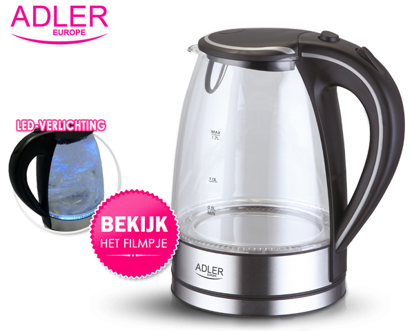 1 Day Fly Lady - Glazen Waterkoker Met Led Verlichting 1 Day Fly Lady - Glazen Waterkoker Met Led Verlichting