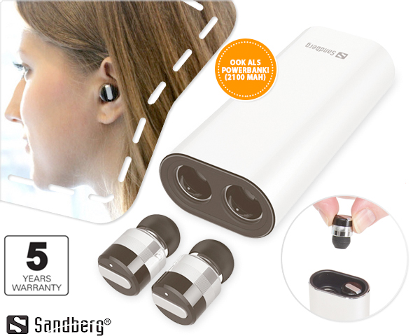 1 Day Fly Lady - High-End Draadloze Sandberg Earbuds Met Powerdock 1 Day Fly Lady - High-End Draadloze Sandberg Earbuds Met Powerdock