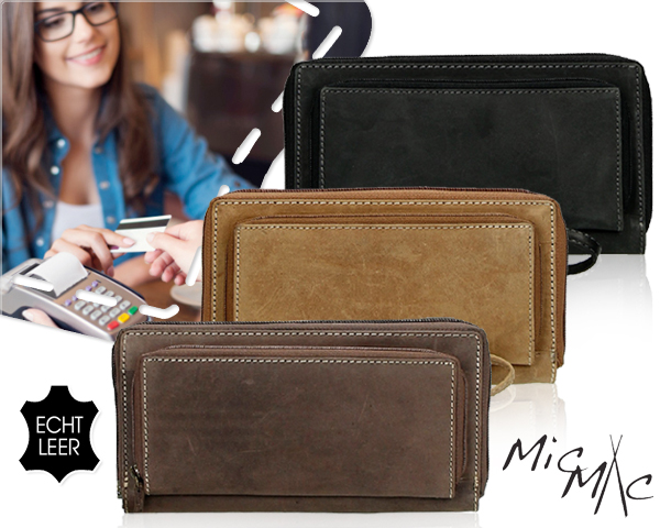 1 Day Fly Lady - Leren Micmac Dames Portemonnee 1 Day Fly Lady - Leren Micmac Dames Portemonnee