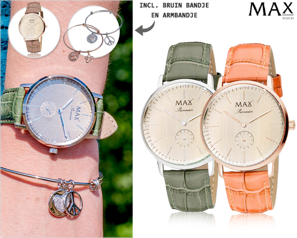1 Day Fly Lady - Max Pionnier Dameshorloge Met Extra Bandje 1 Day Fly Lady - Max Pionnier Dameshorloge Met Extra Bandje