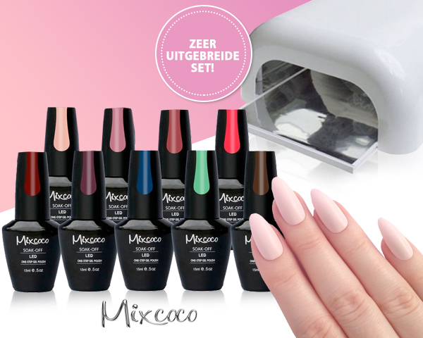 1 Day Fly Lady - Mixcoco Gelnagellakset Met 7 Kleuren En Uv-Lamp 1 Day Fly Lady - Mixcoco Gelnagellakset Met 7 Kleuren En Uv-Lamp