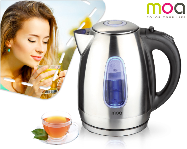 1 Day Fly Lady - Moa Design Rvs 1,7L Waterkoker Met Led Verlichting 1 Day Fly Lady - Moa Design Rvs 1,7L Waterkoker Met Led Verlichting