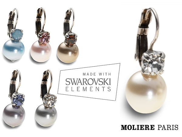 1 Day Fly Lady - Parel Oorbel Hanger Met Swarovski Element 1 Day Fly Lady - Parel Oorbel Hanger Met Swarovski Element