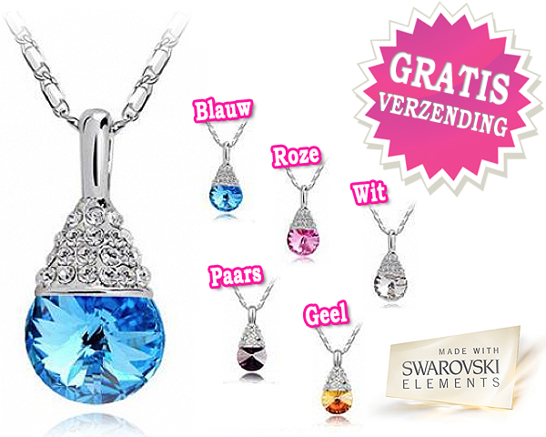 1 Day Fly Lady - Prachtige Druppelvormige Ketting Met Swarovski Elements 1 Day Fly Lady - Prachtige Druppelvormige Ketting Met Swarovski Elements