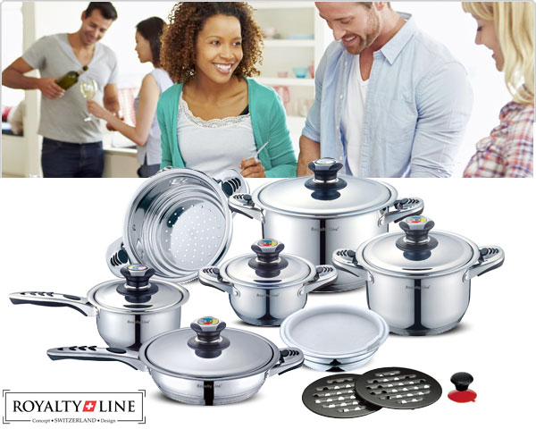 1 Day Fly Lady - Royalty Line 16-Delige Pannenset Met Thermo Control 1 Day Fly Lady - Royalty Line 16-Delige Pannenset Met Thermo Control
