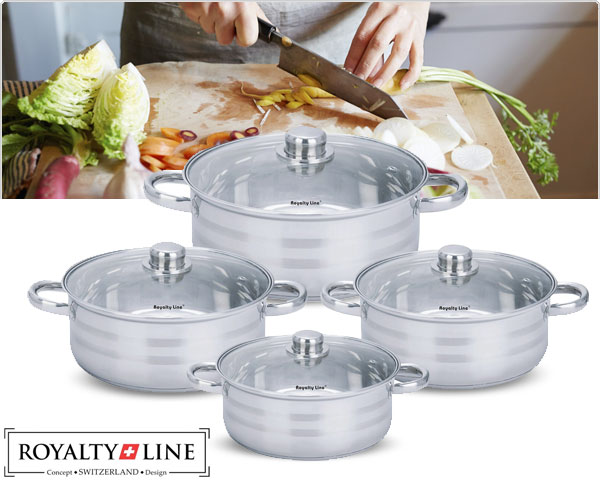 1 Day Fly Lady - Royalty Line 4-Delige Pannenset Inclusief Glazen Deksels 1 Day Fly Lady - Royalty Line 4-Delige Pannenset Inclusief Glazen Deksels