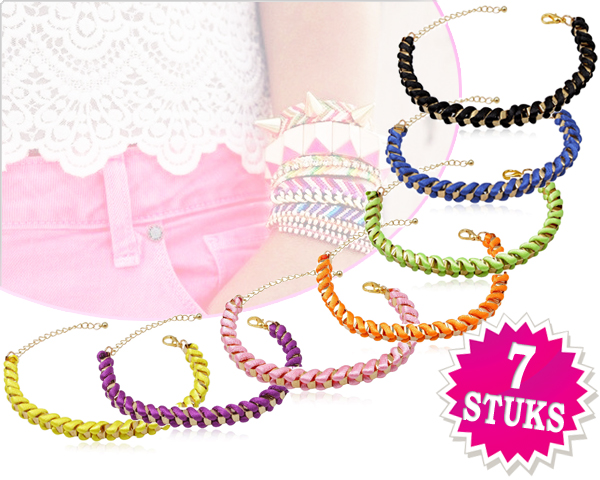 1 Day Fly Lady - Set Van 7 Kleurrijke Armbandjes 1 Day Fly Lady - Set Van 7 Kleurrijke Armbandjes