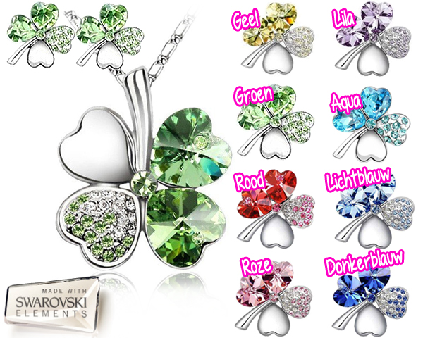 1 Day Fly Lady - Set Van Ketting En Oorbellen Met Swarovski Elements 1 Day Fly Lady - Set Van Ketting En Oorbellen Met Swarovski Elements