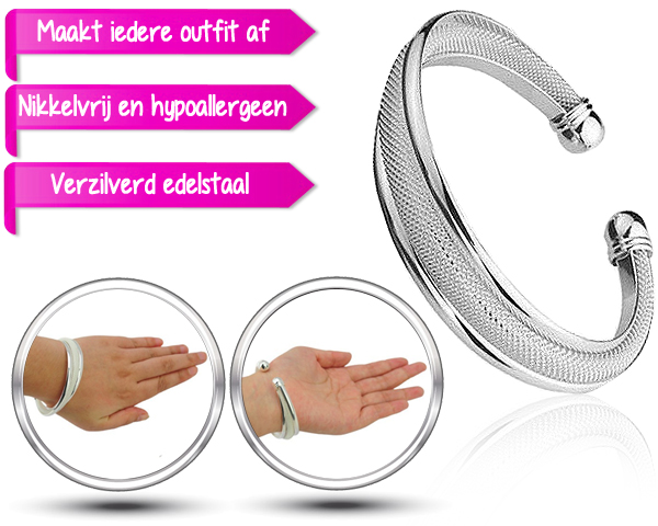 1 Day Fly Lady - Stijlvolle Zilveren Armband Nikkelvrij