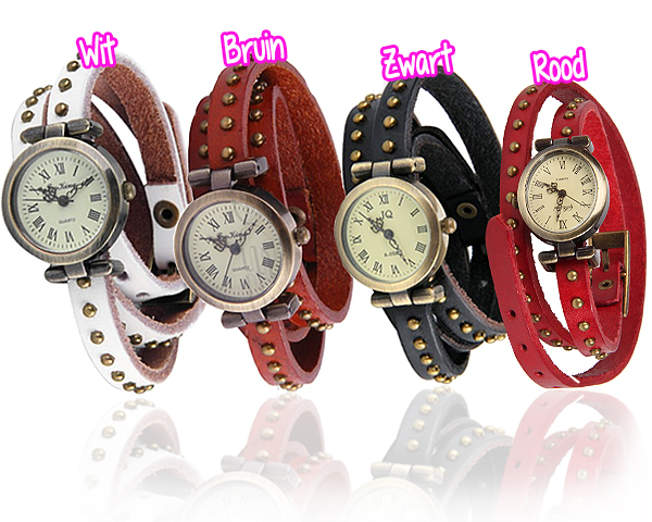 1 Day Fly Lady - Stoer En Casual Armbandhorloge Met Studs 1 Day Fly Lady - Stoer En Casual Armbandhorloge Met Studs