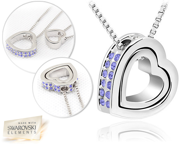 1 Day Fly Lady - Swarovski Dubbel Hart Ketting 1 Day Fly Lady - Swarovski Dubbel Hart Ketting
