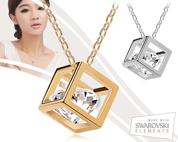 1 Day Fly Lady - Swarovski Elements Cube Ketting