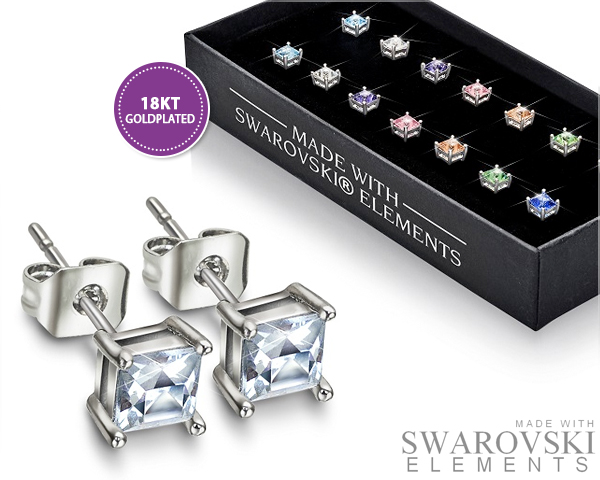 1 Day Fly Lady - Vergulde 18K Witgouden Oorbellenset Met Swarovski Elements 1 Day Fly Lady - Vergulde 18K Witgouden Oorbellenset Met Swarovski Elements