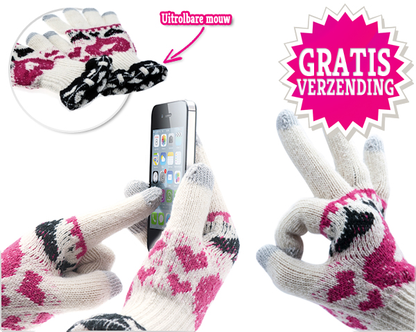 1 Day Fly Lady - Vrolijke Touchscreen Handschoenen 1 Day Fly Lady - Vrolijke Touchscreen Handschoenen