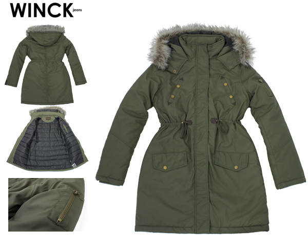 1 Day Fly Lady - Winck Jeans Groene Parka Winterjas 1 Day Fly Lady - Winck Jeans Groene Parka Winterjas