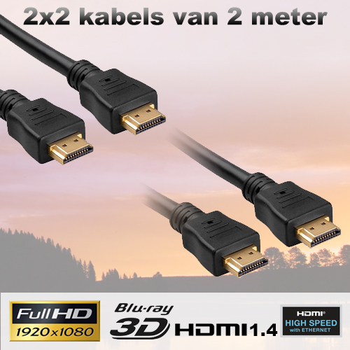 1masterdeal - 2X Gold Plated Hdmi Kabel (2 Meter) 1masterdeal - 2X Gold Plated Hdmi Kabel (2 Meter)