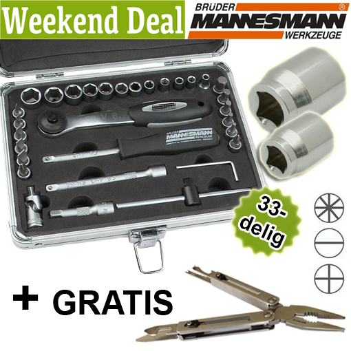 1masterdeal - 33-Delige Dopsleutel Set + Multi Tool