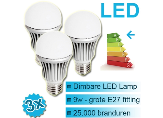 1masterdeal - 3X Dimbare Led Lamp Grote Fitting 1masterdeal - 3X Dimbare Led Lamp Grote Fitting