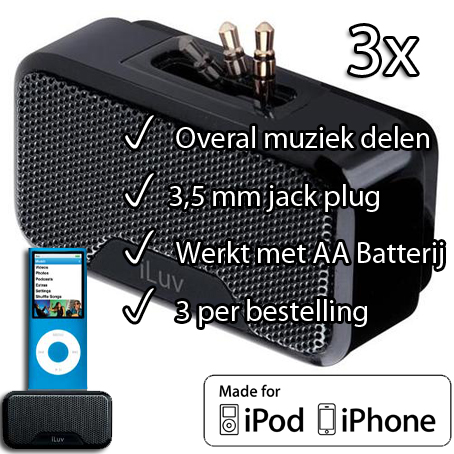 1masterdeal - 3X Mini Speaker Voor Mp3 Speler 1masterdeal - 3X Mini Speaker Voor Mp3 Speler