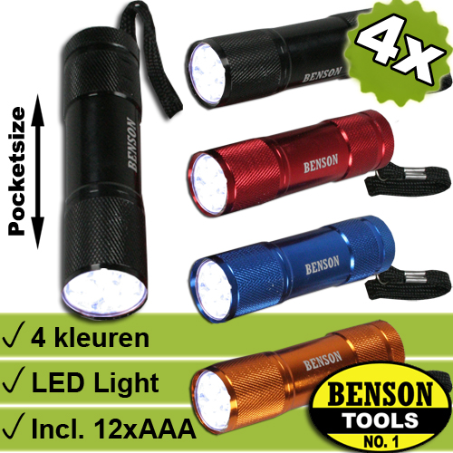 1masterdeal - 4X Benson Led Zaklampen+batterijen