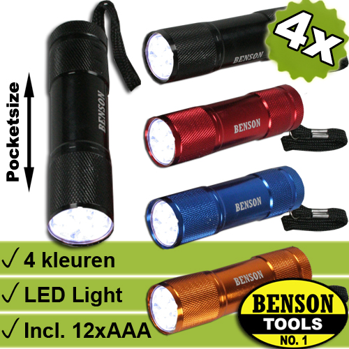 1masterdeal - 4X Benson Led Zaklampen+batterijen 1masterdeal - 4X Benson Led Zaklampen+batterijen