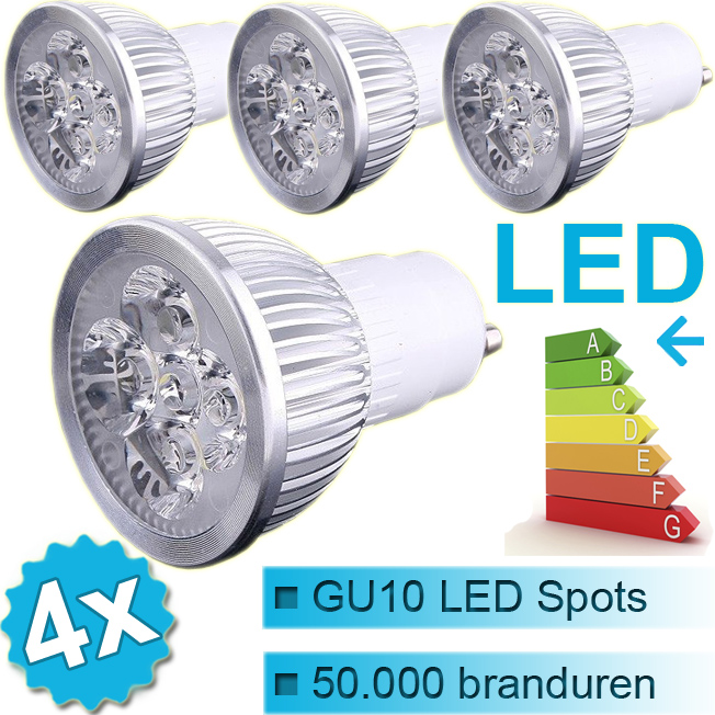 1masterdeal - 4X Dimbare Gu10 Led Spots 1masterdeal - 4X Dimbare Gu10 Led Spots