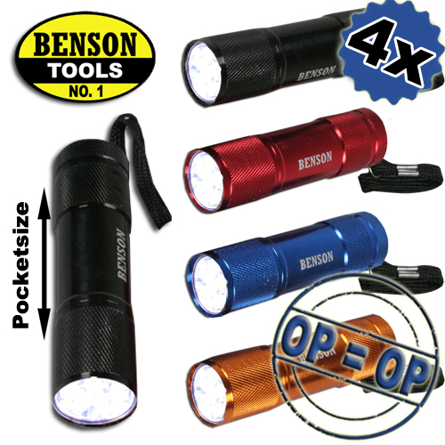 1masterdeal - 4X Gekleurde Led Zaklampen+batterijen