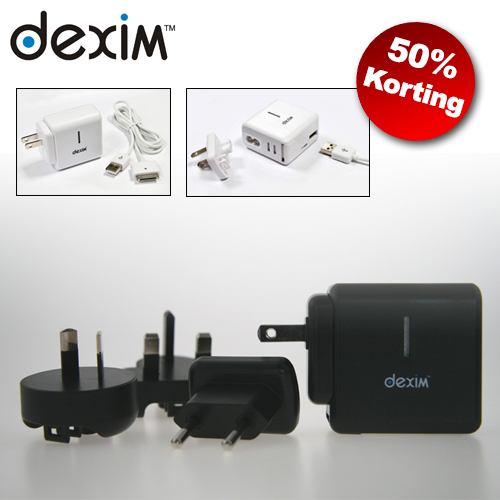 1masterdeal - Dexim Worldwide Ac Charger (Zwart) 1masterdeal - Dexim Worldwide Ac Charger (Zwart)