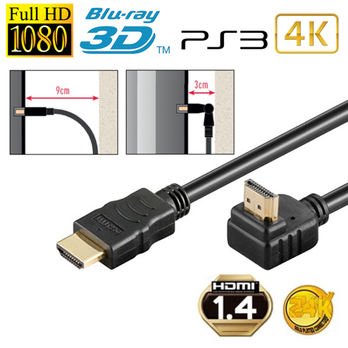 1masterdeal - Hdmi 1.4 Kabel Met 90 Graden Hoek