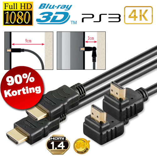1masterdeal - Hdmi Kabel Met 90 Graden Hoek (2 Stuks) 1masterdeal - Hdmi Kabel Met 90 Graden Hoek (2 Stuks)