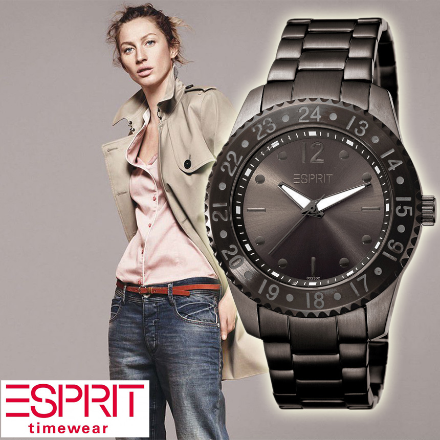 24 Deluxe - Esprit Bold Antraciet Horloge