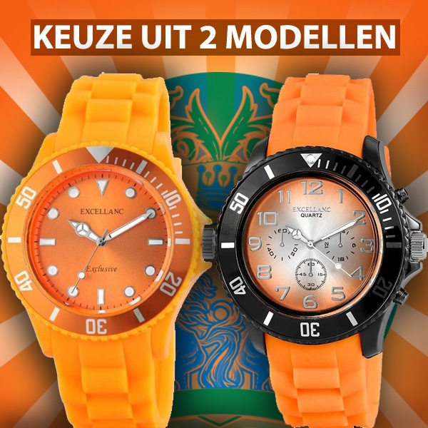 24 Deluxe - Excellanc Gummi Horloge In Oranje 24 Deluxe - Excellanc Gummi Horloge In Oranje