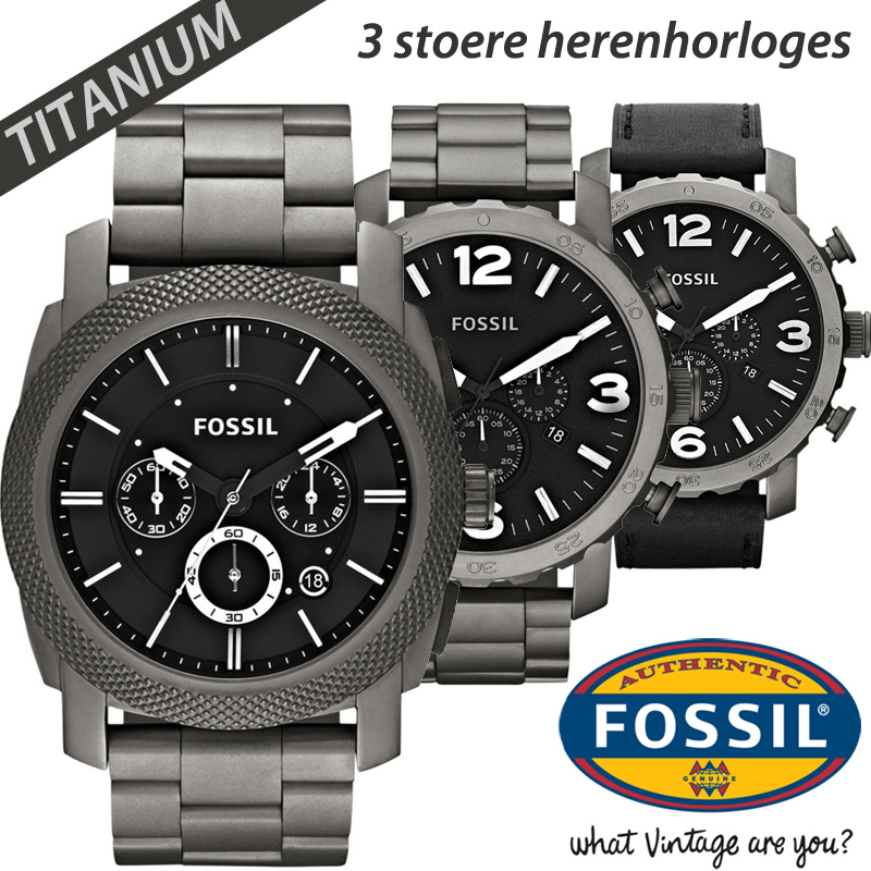 24 Deluxe - Fossil Titanium Chronograaf Horloges 24 Deluxe - Fossil Titanium Chronograaf Horloges
