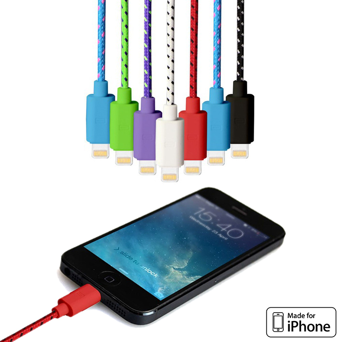 24 Deluxe - Gevlochten Iphone 5 Lightning Kabel