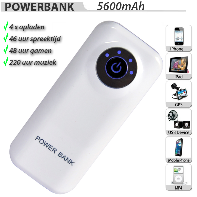 24 Deluxe - Krachtige Powerbank 5600Mah