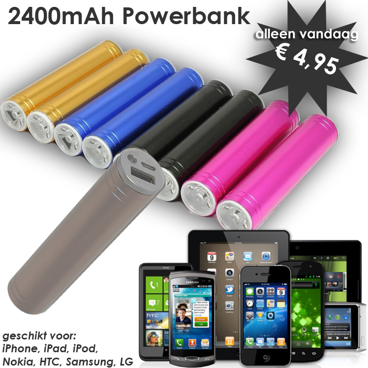 24 Deluxe - Powertube 2400Mah Powerbank 24 Deluxe - Powertube 2400Mah Powerbank