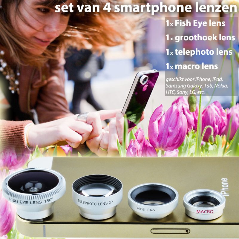 24 Deluxe - Set Van 4 Smartphone Lenzen 24 Deluxe - Set Van 4 Smartphone Lenzen