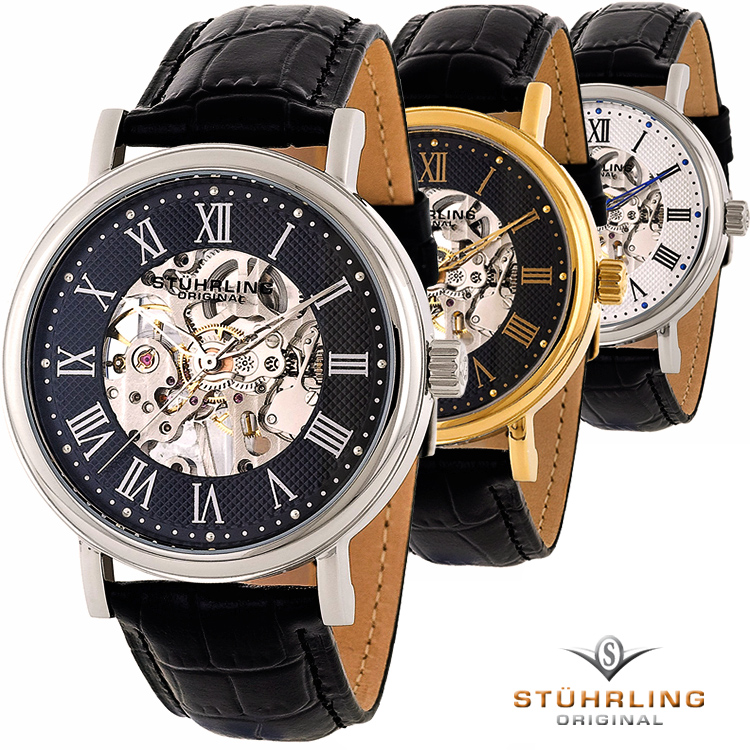 24 Deluxe - Stührling Montague Mechanisch Skeleton Horloge 24 Deluxe - Stührling Montague Mechanisch Skeleton Horloge