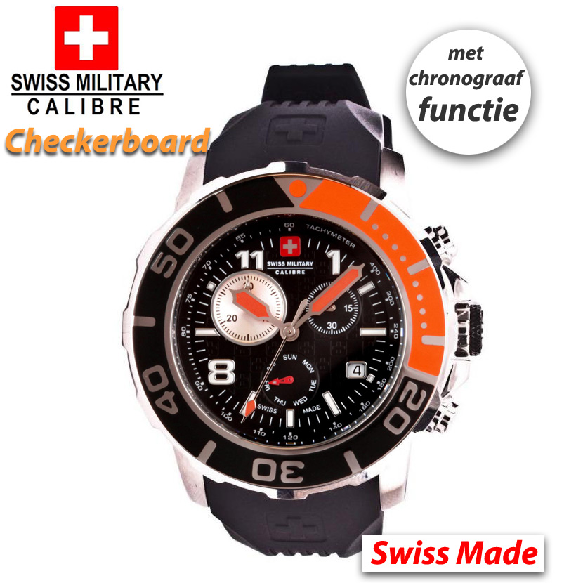 24 Deluxe - Swiss Military Calibre Checkerboard Chronograaf