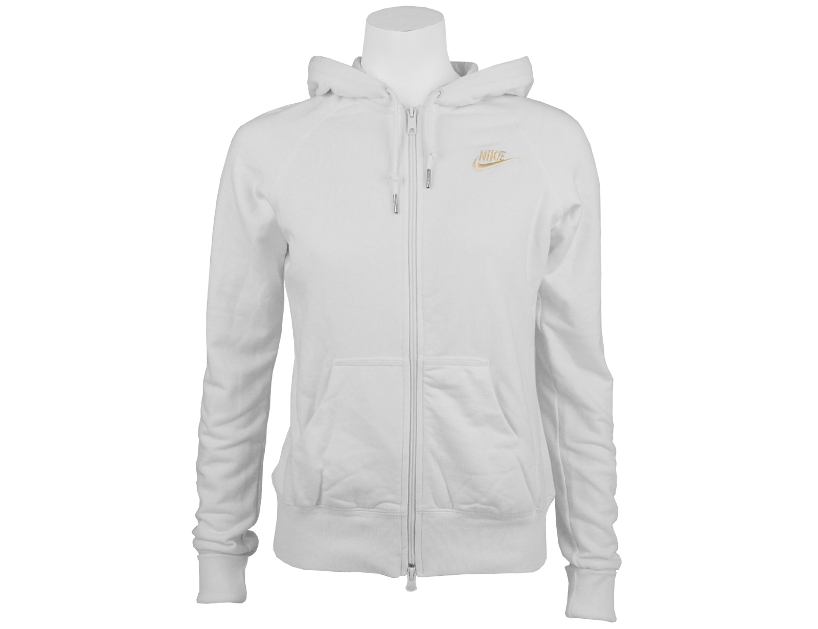 Avantisport - Nike - Womens Full Zip Hooded Sweat - White/white Gold