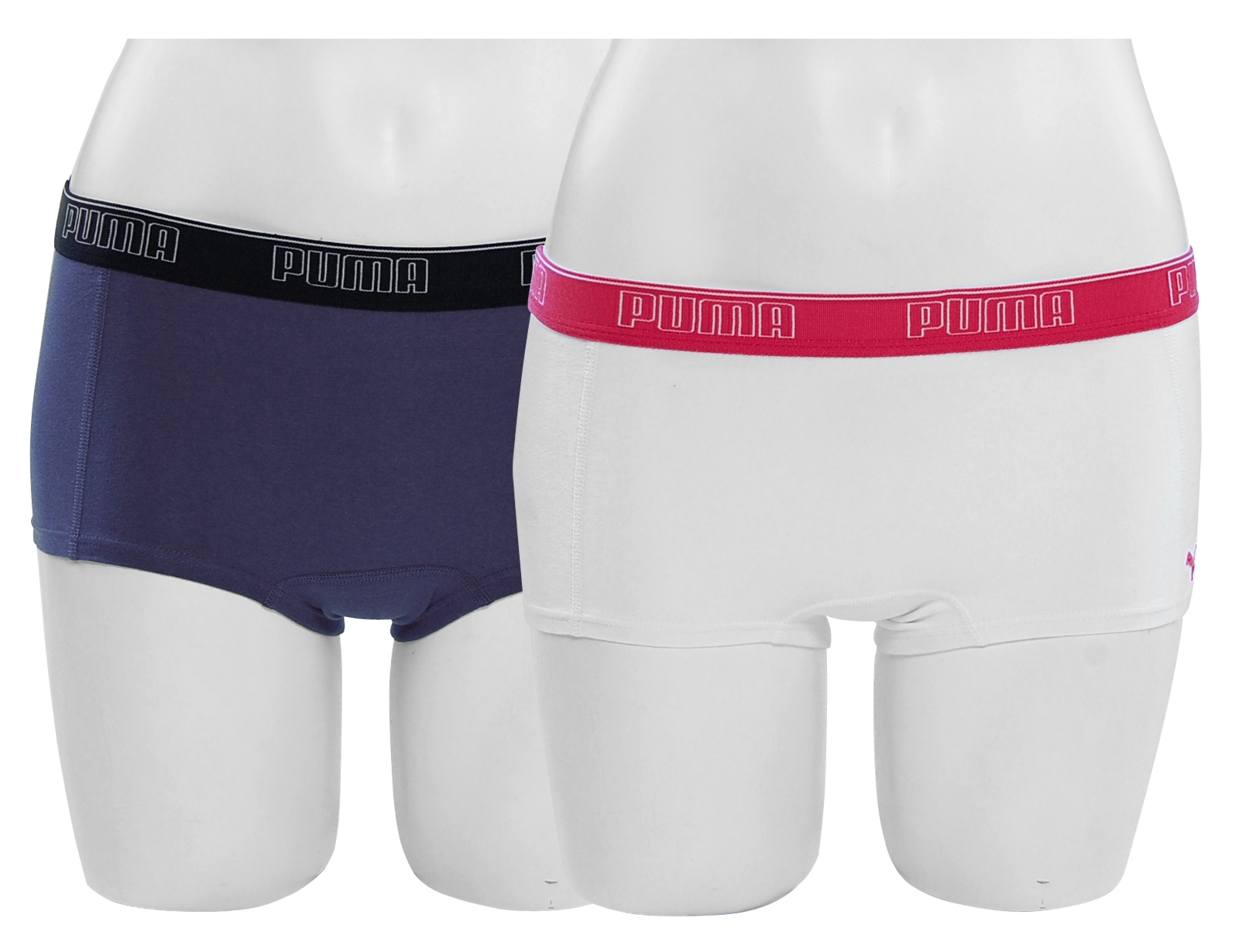 Avantisport - Puma - Women's Mini Short 2-Pack - White/pink And Purple/black Avantisport - Puma - Women's Mini Short 2-Pack - White/pink And Purple/black