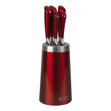 Blokker - Russell Hobbs Heritage messenset 5-delig met messenblok - Rood Blokker - Russell Hobbs Heritage messenset 5-delig met messenblok - Rood