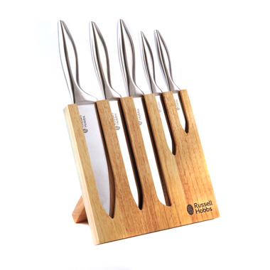 Blokker - Russell Hobbs Memphis messenset 5-delig met houten messenblok Blokker - Russell Hobbs Memphis messenset 5-delig met houten messenblok