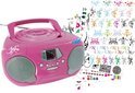 Bol.com - Hippe Draagbare Radio In Roze Uitvoering Met Cd Speler En Stickers Om De Radio Mee Te Versieren!