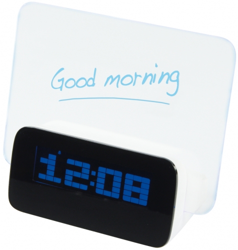 Buy This Today - Digitale Wekker Met Memobord In Zwart Of Wit Buy This Today - Digitale Wekker Met Memobord In Zwart Of Wit