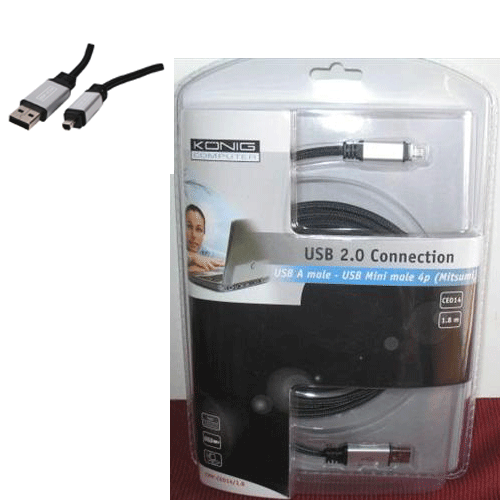 Buy This Today - Konig Usb 2.0 Connection Usb A Male - Usb Mini Male 4P. 1.8Meter Buy This Today - Konig Usb 2.0 Connection Usb A Male - Usb Mini Male 4P. 1.8Meter