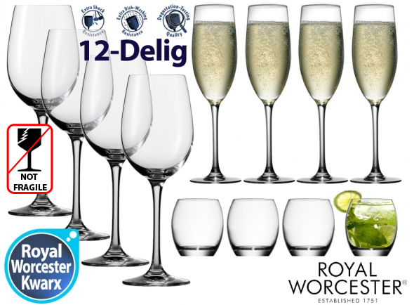 Click to Buy - 12-stuks Royal Worcester Wijn Glazen Click to Buy - 12-stuks Royal Worcester Wijn Glazen