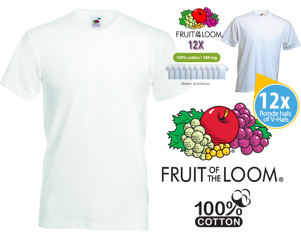 Click to Buy - 12x Fruit of the Loom T-shirts (100% Katoen)