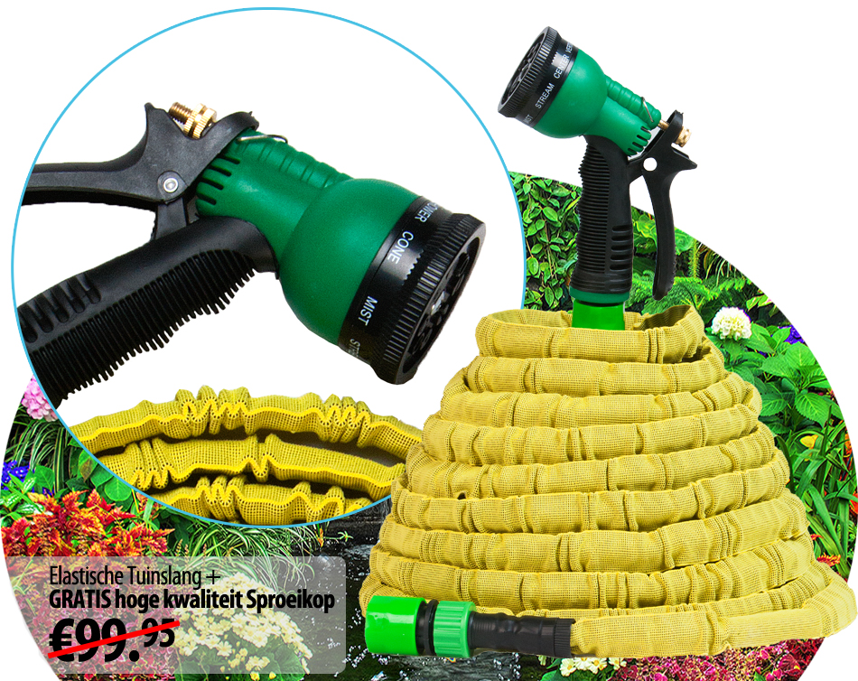 Click to Buy - 15m Elastische Tuinslang + GRATIS Luxe Sproeikop Click to Buy - 15m Elastische Tuinslang + GRATIS Luxe Sproeikop